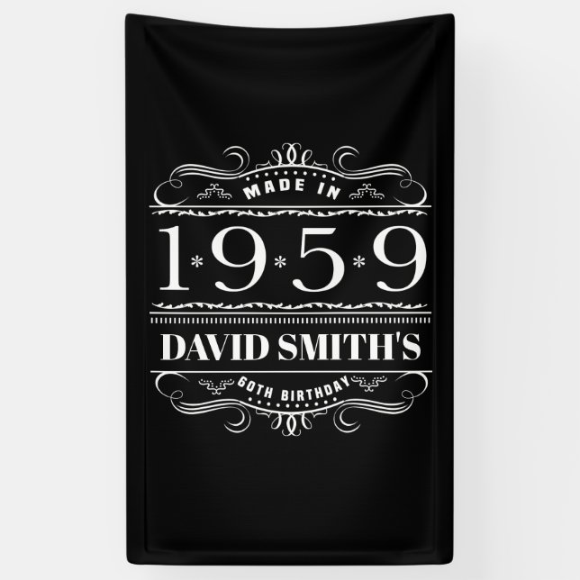 Personalized 1959 Birthday For Men Banner (Vertical)