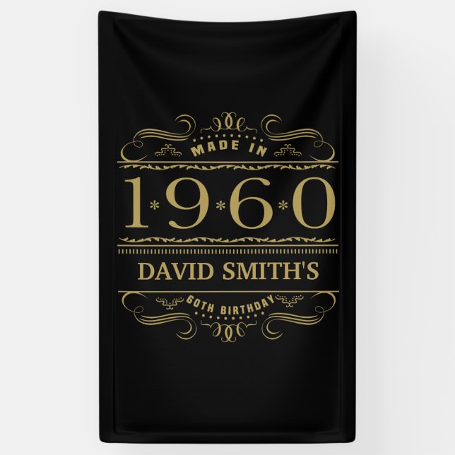 Personalized 1960 60th Birthday Banner (Vertical)