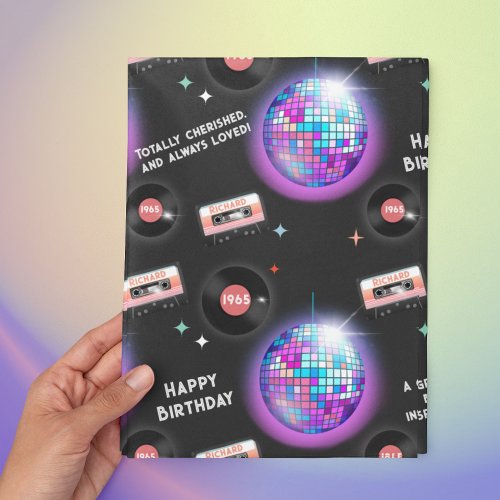 Personalized 1960s Birthday Disco Groovy Retro  Wrapping Paper Sheets
