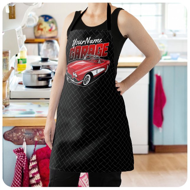 Personalized 1961 C1 Red Classic Sports Car Garage Apron (Creator Uploaded)