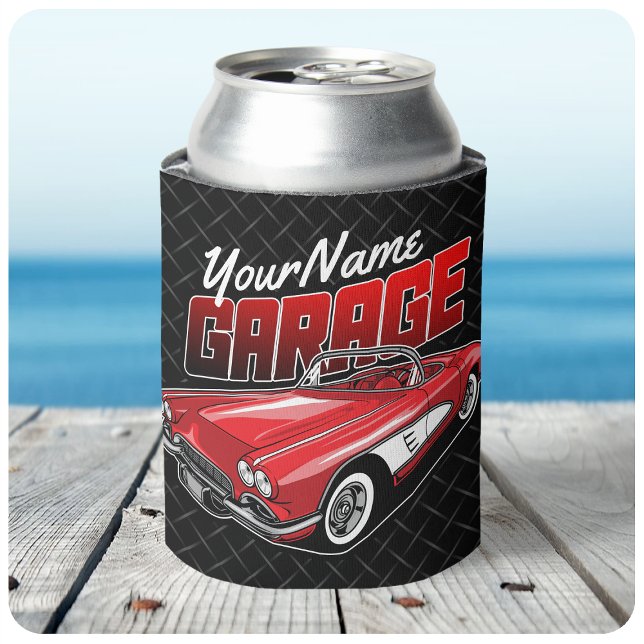 Personalized 1961 C1 Red Classic Sports Car Garage Can Cooler (Creator Uploaded)