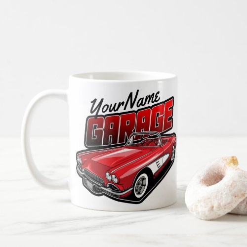 Personalized 1961 C1 Red Classic Sports Car Garage Coffee Mug