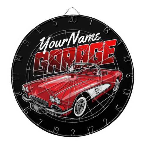 Personalized 1961 C1 Red Classic Sports Car Garage Dart Board