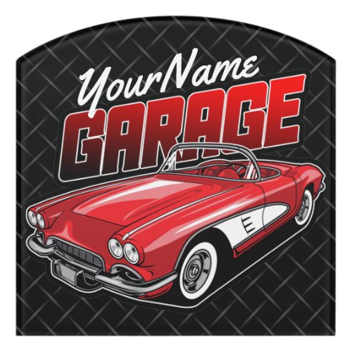 Personalized 1961 C1 Red Classic Sports Car Garage Door Sign