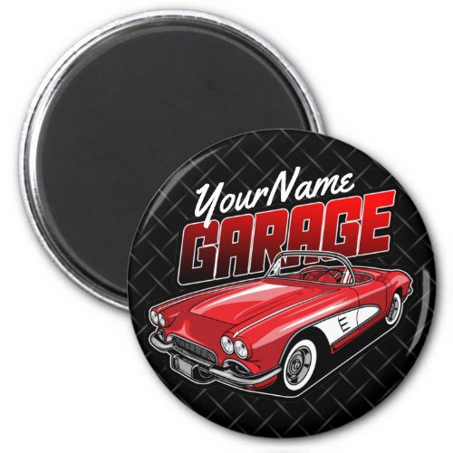 Personalized 1961 C1 Red Classic Sports Car Garage Magnet