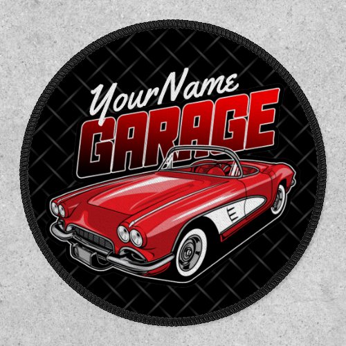 Personalized 1961 C1 Red Classic Sports Car Garage Patch