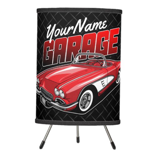 Personalized 1961 C1 Red Classic Sports Car Garage Tripod Lamp