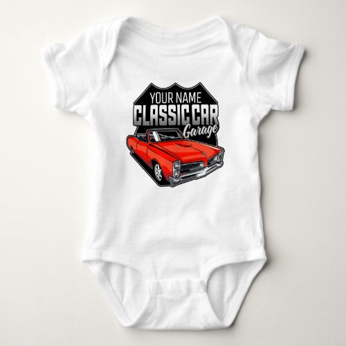 Personalized 1966 Convertible Classic Car Garage Baby Bodysuit