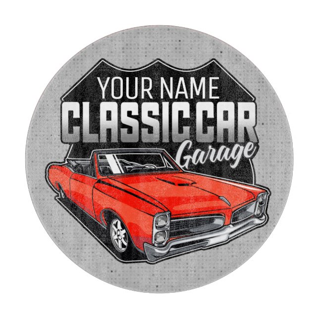 Personalized 1966 Convertible Classic Car Garage Cutting Board (Front)