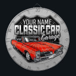 Personalized 1966 Convertible Classic Car Garage Dart Board<br><div class="desc">Personalized 1966 Red Classic Muscle Car Garage Design - Featuring a Bright Red Hot Convertible Goat - Customize with your Name and Custom Text!</div>