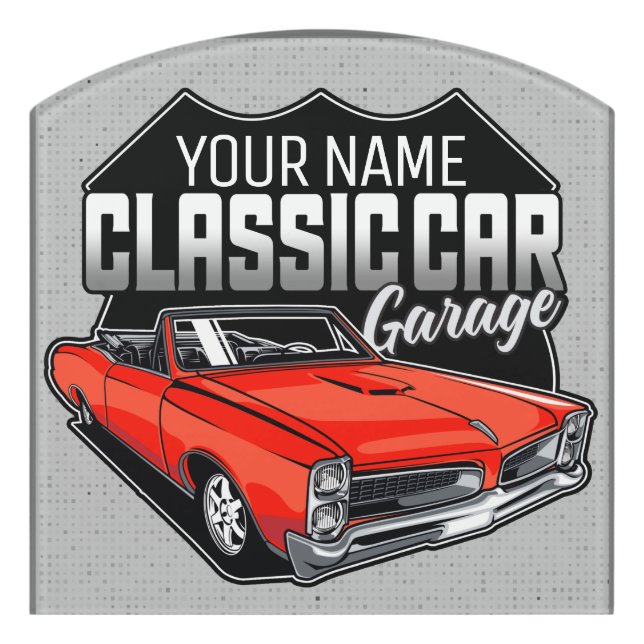 Personalized 1966 Convertible Classic Car Garage Door Sign (Contour Front)