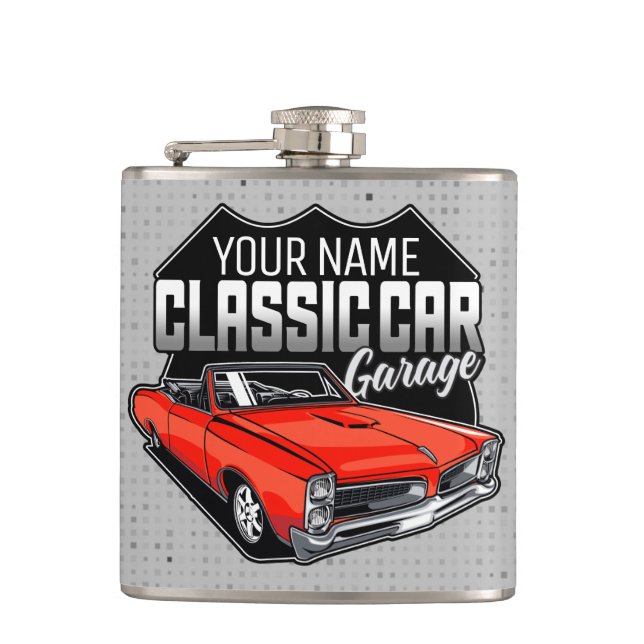 Personalized 1966 Convertible Classic Car Garage Flask (Front)