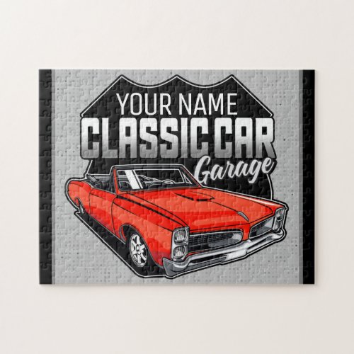 Personalized 1966 Convertible Classic Car Garage Jigsaw Puzzle