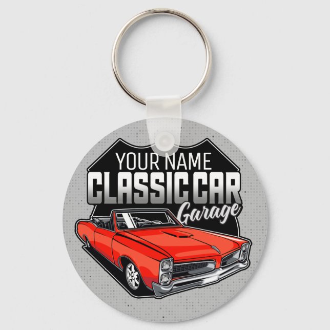 Personalized 1966 Convertible Classic Car Garage Keychain (Front)