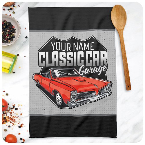 Personalized 1966 Convertible Classic Car Garage Kitchen Towel