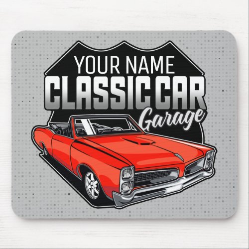 Personalized 1966 Convertible Classic Car Garage Mouse Pad