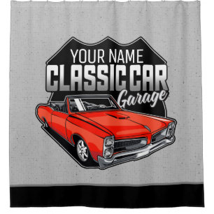 Personalized 1966 Convertible Classic Car Garage Shower Curtain