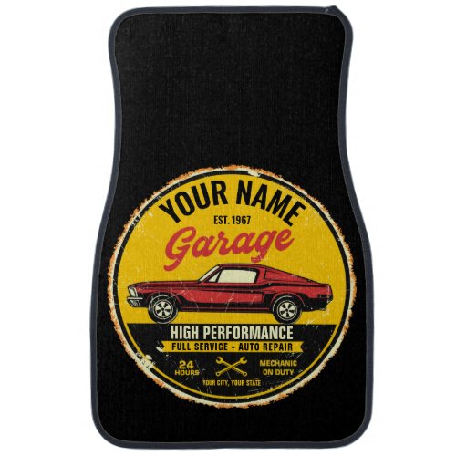 Personalized 1967 Fastback Red Classic Car Garage Car Floor Mat