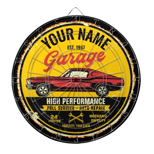 Personalized 1967 Fastback Red Classic Car Garage Dart Board