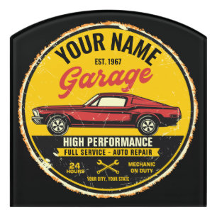 Personalized 1967 Fastback Red Classic Car Garage Door Sign