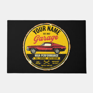 Mechanic Garage Door Mat, Auto Repair Shop Door Mat, Garage Door Mat,  Customize Garage Doormats, 