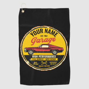 Personalized 1967 Fastback Red Classic Car Garage  Golf Towel