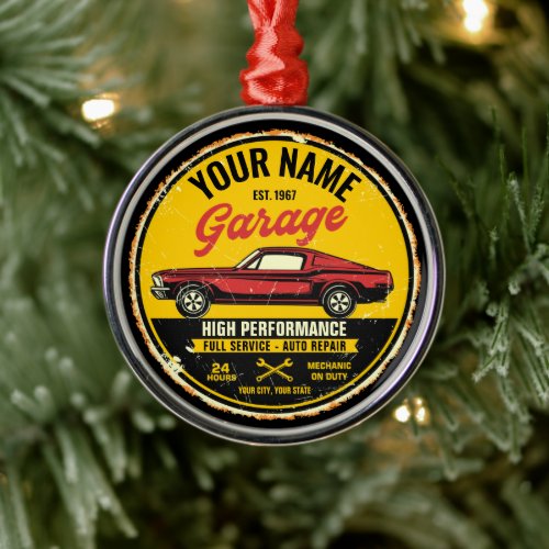 Personalized 1967 Fastback Red Classic Car Garage Metal Ornament