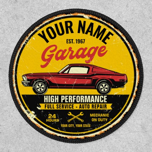 Personalized 1967 Fastback Red Classic Car Garage Patch