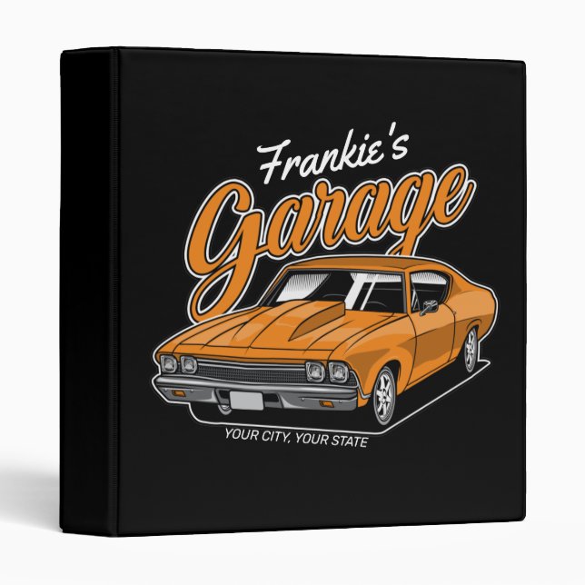 Personalized 1968 396 Classic Muscle Car Garage  3 Ring Binder (Front/Spine)