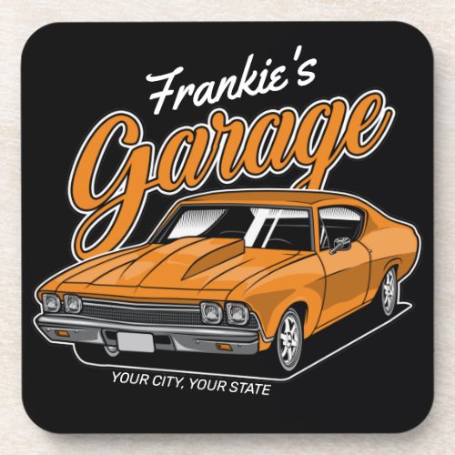 Personalized 1968 396 Classic Muscle Car Garage  Beverage Coaster