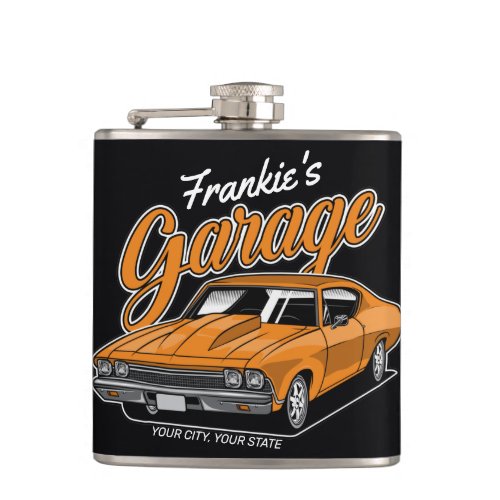 Personalized 1968 396 Classic Muscle Car Garage Flask