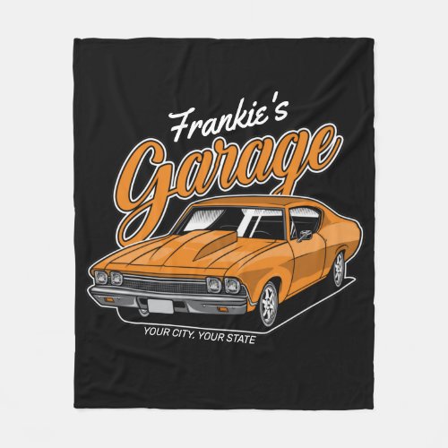 Personalized 1968 396 Classic Muscle Car Garage  Fleece Blanket