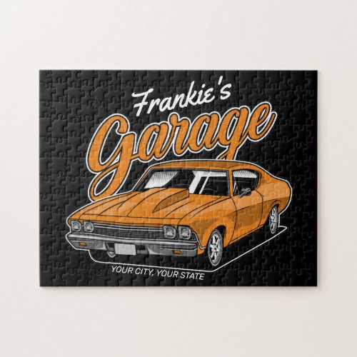 Personalized 1968 396 Classic Muscle Car Garage Jigsaw Puzzle