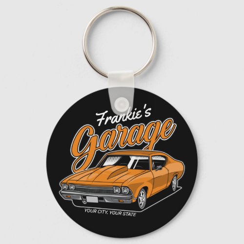 Personalized 1968 396 Classic Muscle Car Garage Keychain