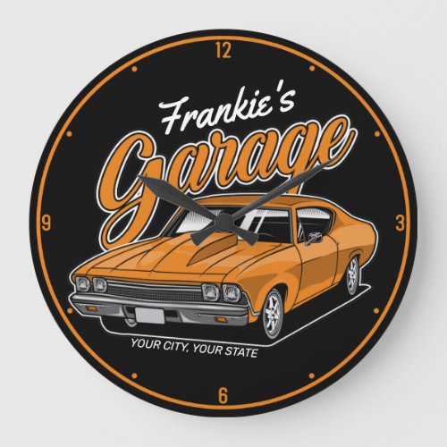 Personalized 1968 396 Classic Muscle Car Garage Large Clock