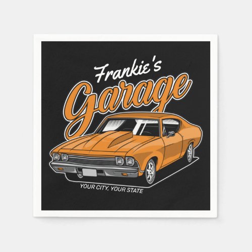 Personalized 1968 396 Classic Muscle Car Garage Napkins