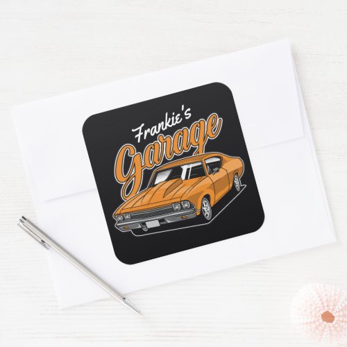 Personalized 1968 396 Classic Muscle Car Garage  Square Sticker
