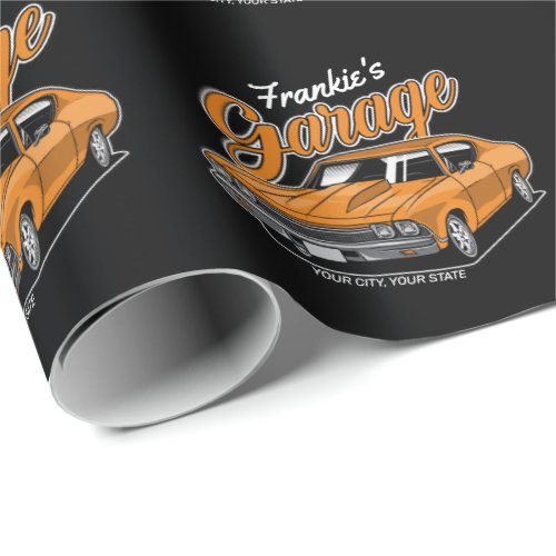 Personalized 1968 396 Classic Muscle Car Garage Wrapping Paper