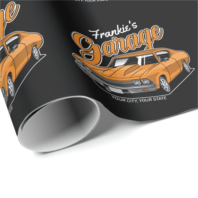 Personalized 1968 396 Classic Muscle Car Garage Wrapping Paper (Roll Corner)