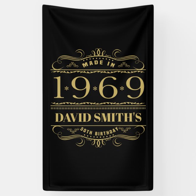 Personalized 1969 50th Birthday Banner (Vertical)