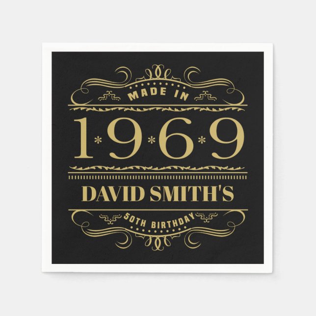 Personalized 1969 50th Birthday Napkins (Front)