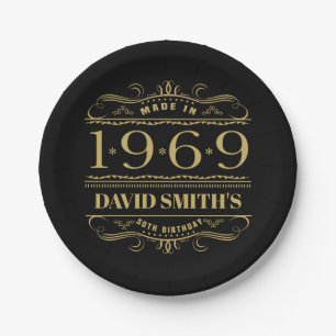 Personalized 1969 50th Birthday Paper Plates