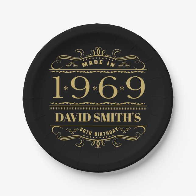 Personalized 1969 50th Birthday Paper Plates (Front)