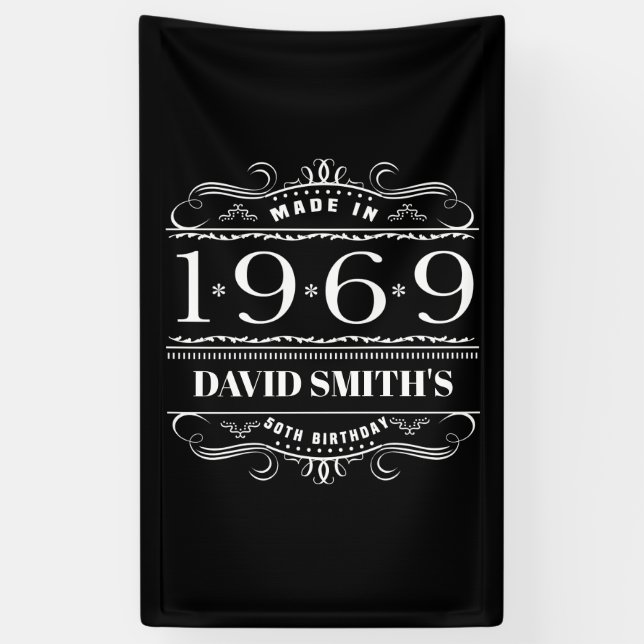 Personalized 1969 Birthday For Men Banner (Vertical)
