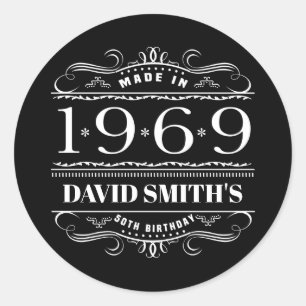 Personalized 1969 Birthday For Men Classic Round Sticker