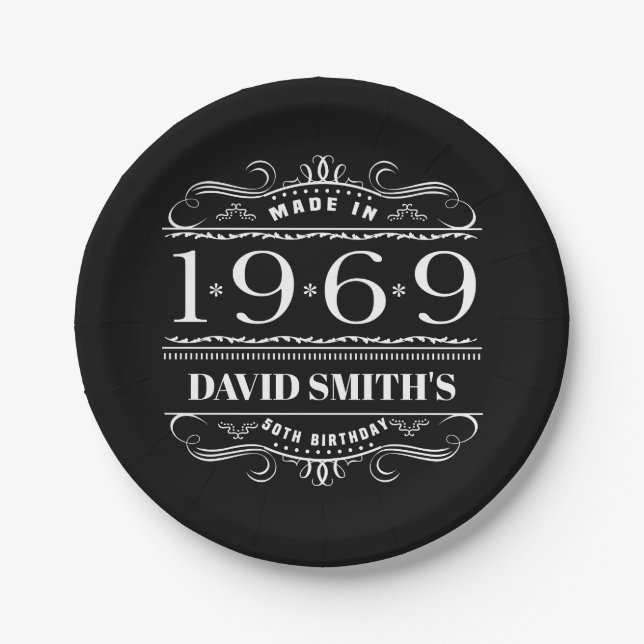 Personalized 1969 Birthday For Men Paper Plates (Front)