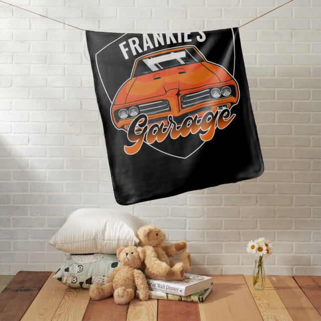 Personalized 1969 Ram Air 400 Muscle Car Garage Baby Blanket (In Situ)