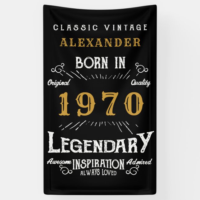Personalized 1970 Birthday Add Your Name Legendary Banner (Vertical)