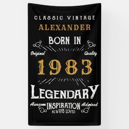 Personalized 1983 40th Birthday Add Name Legendary Banner