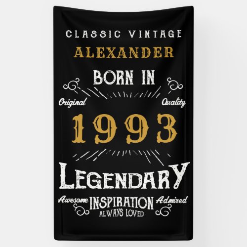 Personalized 1993 30th Birthday Add Name Legendary Banner